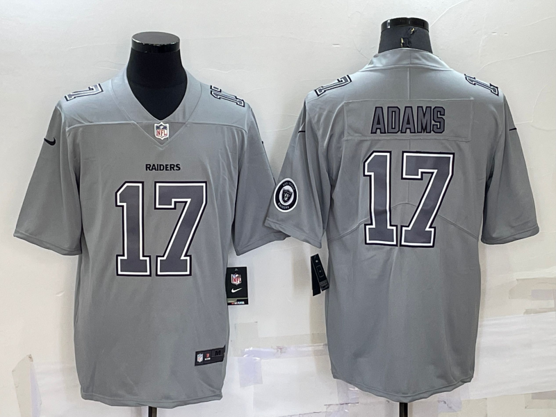 Men's Las Vegas Raiders #17 Davante Adams Grey With Patch Atmosphere Fashion Stitched Jersey Men's Las Vegas Raiders #17 Davante Adams Grey With Patch Atmosphere Fashion Stitched Jersey
